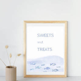 Blauer Kindergeburtstag Süßigkeiten und Leckereien Poster