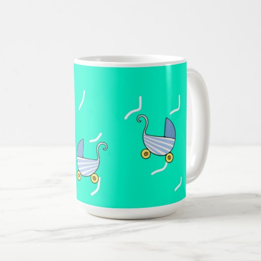 Blauer Kinderwagen Kaffeetasse (VorderseiteRechts)