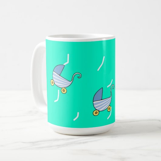 Blauer Kinderwagen Kaffeetasse (Vorderseite Links)
