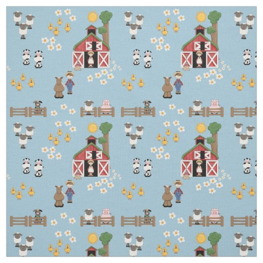 Blauer Kinderzimmer von Barnyard Farm Stoff (Muster)