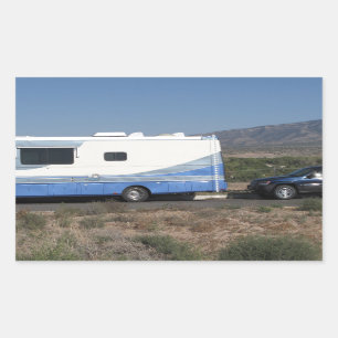 Blauer Klassiker RV Motorhome der Rechteckiger Aufkleber