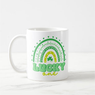 Blauer Klee und Regenbogen Lucky Eins Geburtstag Kaffeetasse
