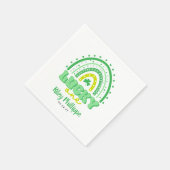 Blauer Klee und Regenbogen Lucky Eins Geburtstag Serviette (Ecke)