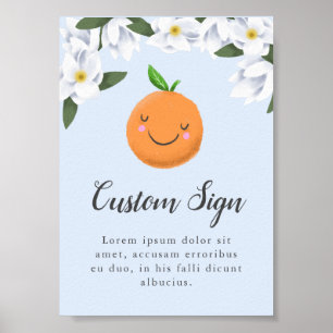 Blauer Kleine Süsse Blumenbaby Duschzeichen Poster
