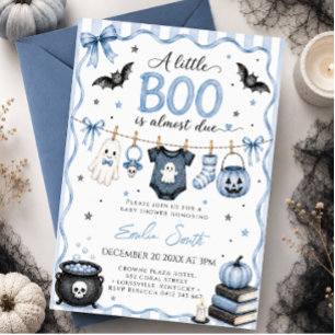 Blauer Kleiner Boo Halloween Junge Baby Shower Einladung
