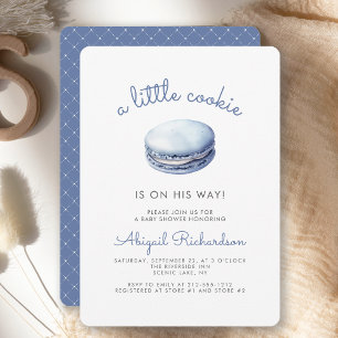 Blauer kleiner Cookie Macaron Junge Baby Shower Einladung