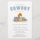 Blauer kleiner Cowboy-Aquarell-Baby-Empfangsparty Flyer (Vorne)