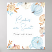 Blauer Kleiner Kürbis Herbst Babys sind Süß Schild (Vorne)