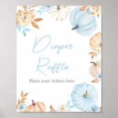 Blauer Kleiner Kürbis Herbst-Windeln-Raffle-Schild Poster (Vorne)