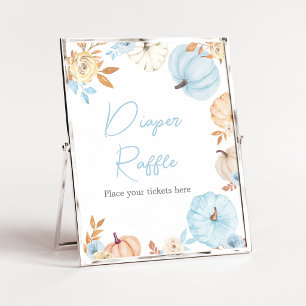 Blauer Kleiner Kürbis Herbst-Windeln-Raffle-Schild Poster