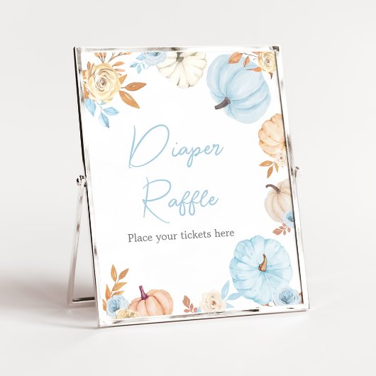 Blauer Kleiner Kürbis Herbst-Windeln-Raffle-Schild Poster