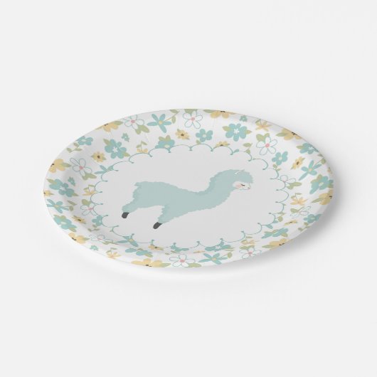 Blauer kleiner Lama-Pappteller Pappteller (Schrägansicht)