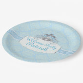 Blauer, kleiner Prinz, Baby-Dusche, PapierTeller (Schrägansicht)