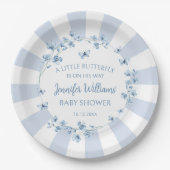 Blauer kleiner Schmetterling Baby Duschpapier Tell Pappteller (Vorderseite)