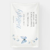 Blauer kleiner Schmetterlingsjunge Baby-Party Banner (Vertikal)