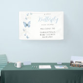 Blauer kleiner Schmetterlingsjunge Baby-Party Banner (Messe)