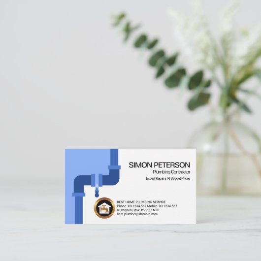 Blauer Klempner Visitenkarte (Stehend Vorderseite)