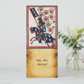 BLAUER KNIGHT AUF DEM HORSEBACK MEDIEVAL PARCHING EINLADUNG (Stehend Vorderseite)