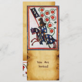 BLAUER KNIGHT AUF DEM HORSEBACK MEDIEVAL PARCHING EINLADUNG (Vorne/Hinten)