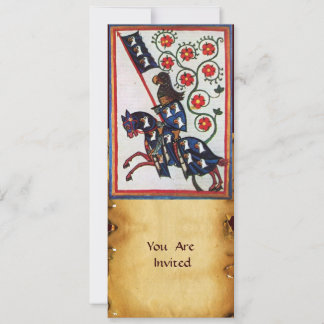 BLAUER KNIGHT AUF DEM HORSEBACK MEDIEVAL PARCHING EINLADUNG