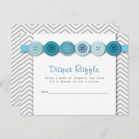 Blauer Knopf Baby Duschdusche Windeln Beilage Einladungspostkarte (Vorne/Hinten)