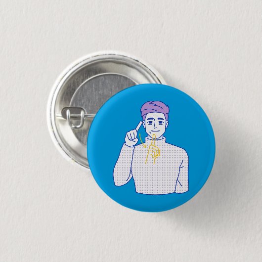 Blauer Knopf Button (Vorne & Hinten)