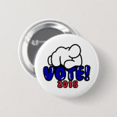 Blauer Knopf der ABSTIMMUNG 2018 Button (Vorne & Hinten)