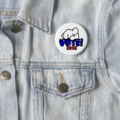 Blauer Knopf der ABSTIMMUNG 2018 Button (Beispiel)