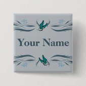 Blauer Knopf mit Butterfairies Button (Vorderseite)