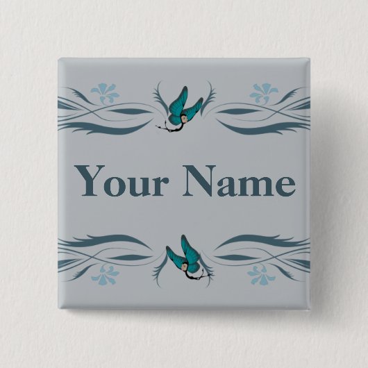 Blauer Knopf mit Butterfairies Button (Vorderseite)