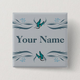 Blauer Knopf mit Butterfairies Button