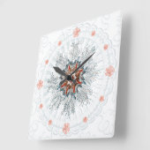 Blauer Knopf Qualle und Seestern Wall Clock Quadratische Wanduhr (Winkel)