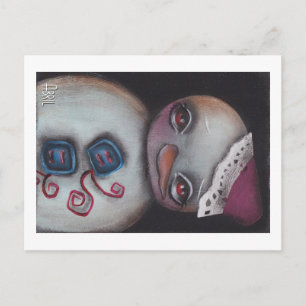 Blauer Knopf Snowman Postkarte