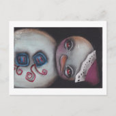 Blauer Knopf Snowman Postkarte (Vorderseite)