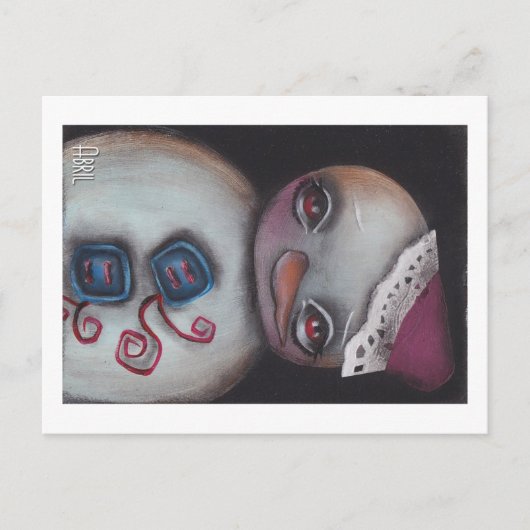 Blauer Knopf Snowman Postkarte (Vorderseite)