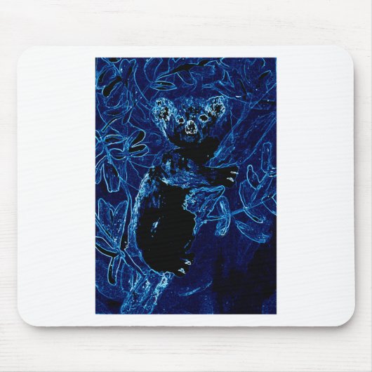 Blauer Koala-Bärn-Baum Mousepad (Vorne)