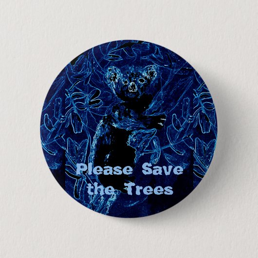 Blauer Koala retten unsere Bäume Button (Vorderseite)
