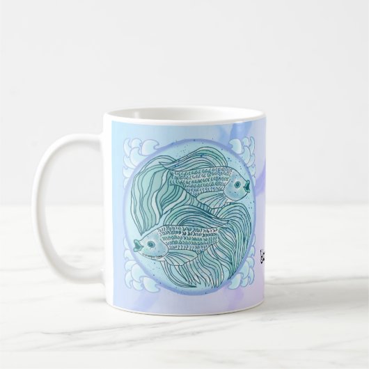 Blauer Koi-Fisch-Becher  Kaffeetasse (Links)