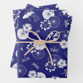 Blauer Koi-Fisch im Lotus-Teich-Muster Geschenkpapier Set (Beispiel)