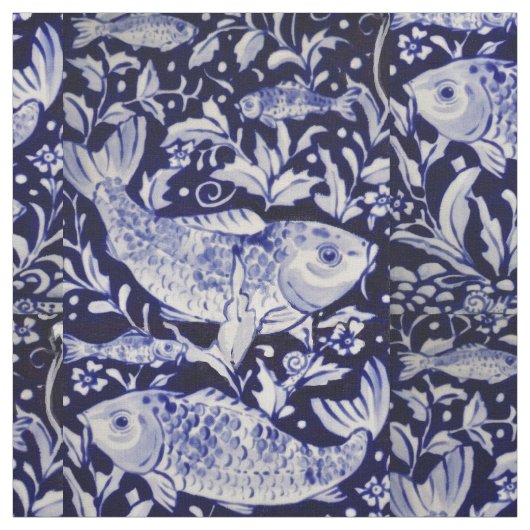 Blauer Koi-Fisch-Indigofaser-Stoff Stoff (Muster)