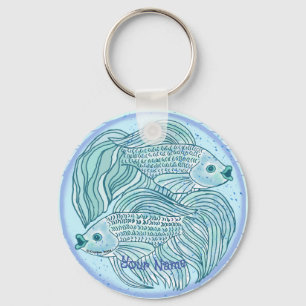 Blauer Koi-Fisch Schlüsselanhänger
