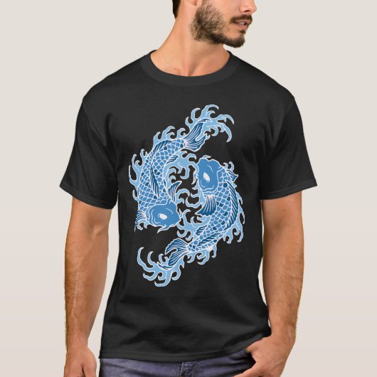 Blauer Koi-Fisch T-Shirt (Vorderseite)