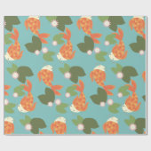Blauer Koi Teich Geschenkpapier (Flach)