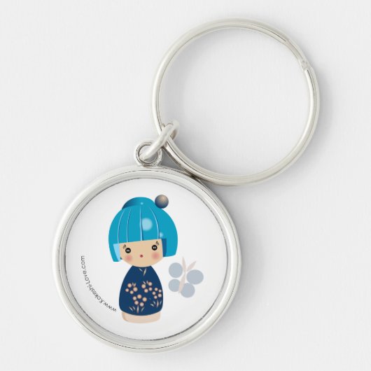 Blauer Kokeshi Schlüsselanhänger (Vorne)