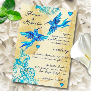 Blauer Kolibri Barock Antike Mexikanische Hochzeit Einladung