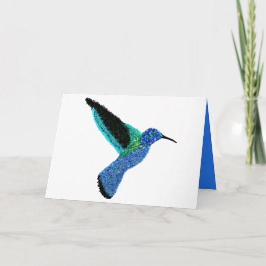Blauer Kolibri (Glitzer) Feiertagskarte (Vorderseite)