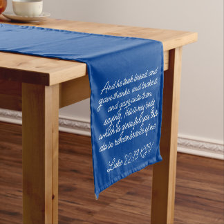 Blauer Kommunion Table Runner Luke 20:19-20 KJV Großer Tischläufer
