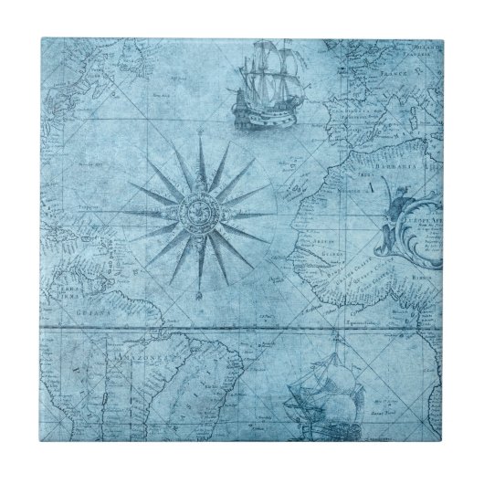 Blauer Kompass Fliese (Vorderseite)