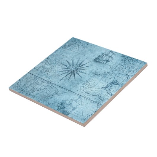 Blauer Kompass Fliese (Seite)