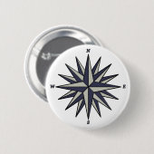Blauer Kompass-Rosen-Knopf Button (Vorne & Hinten)